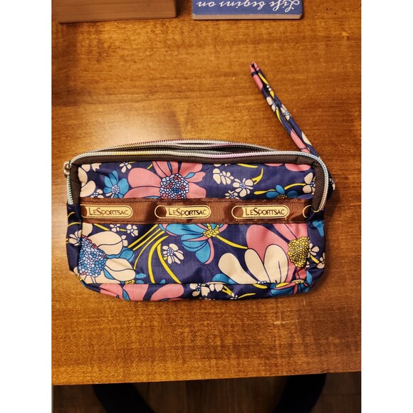 LeSportsac Multicolored Floral Print 3 Compartments Travel Pouch Wallet - Picture 1 of 9
